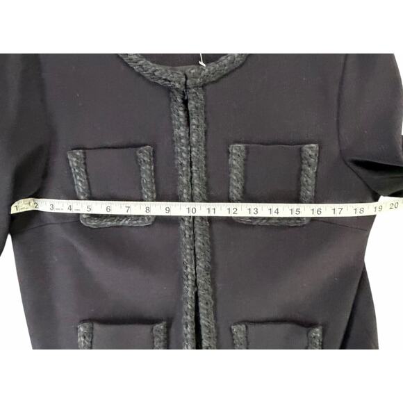 J McLaughlin Fanning Jacket Womens L Black Braided Trim Pockets Preppy Classic - Picture 4 of 13